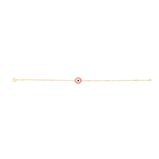 14K Pink Evil Eye Bracelet