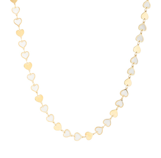 14K MOP Heart Mirror Gem Chain Bracelet