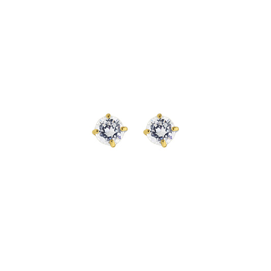 14K Gold 4mm Round CZ Stud Earring
