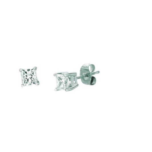 14K Gold .50ct GH/SI2 Princess Cut Diamond Stud Stud Earring