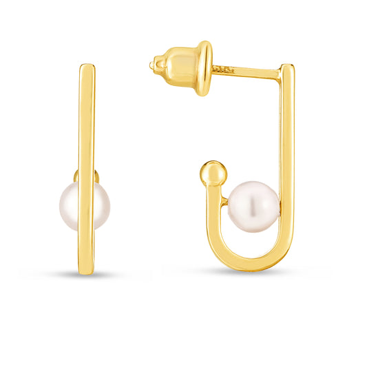 14K Gold JHoop Pearl Earring