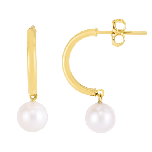 14K Pearl HalfHoop Earrings