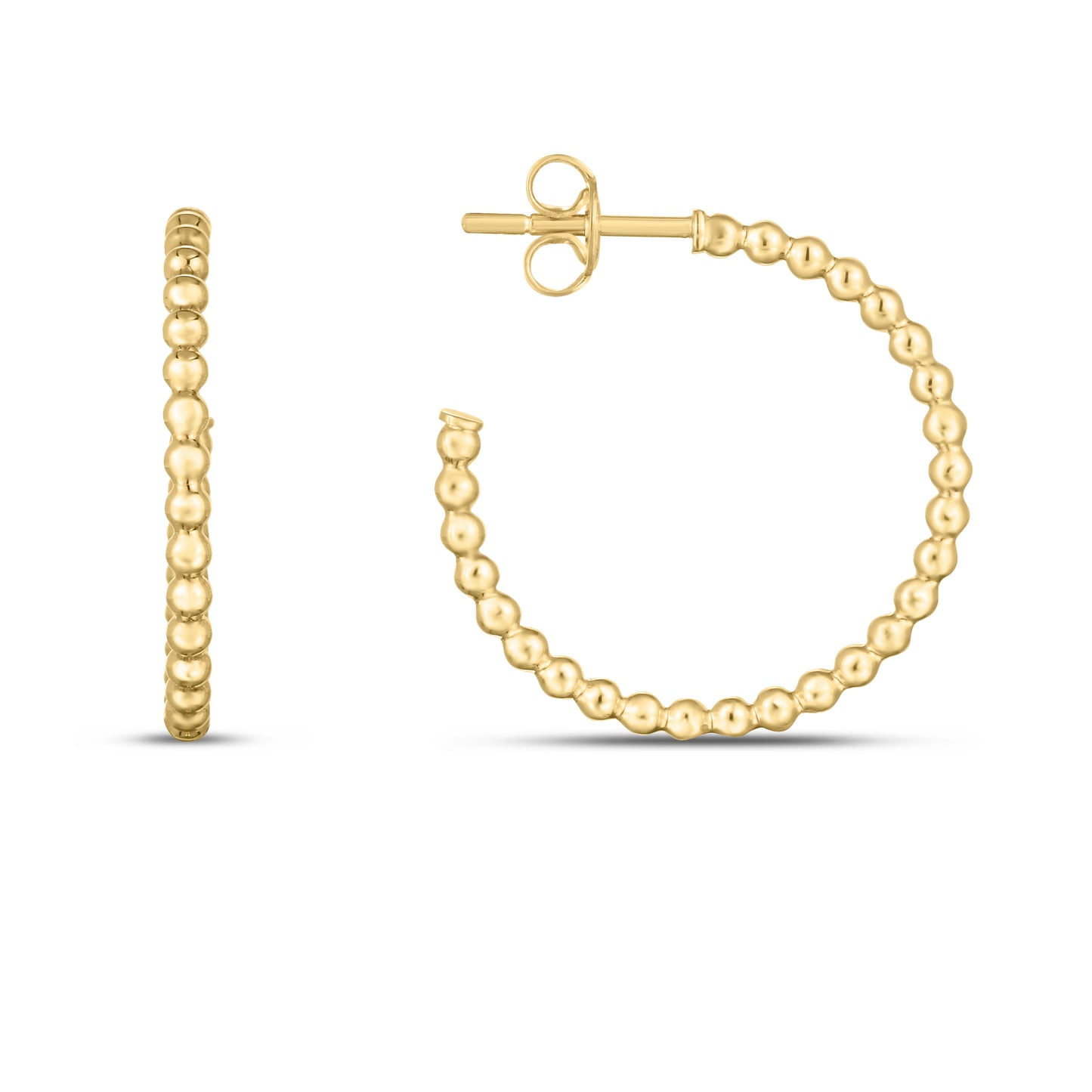 14K Gold Bead CHoops