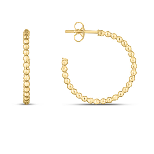 14K Gold Bead CHoops