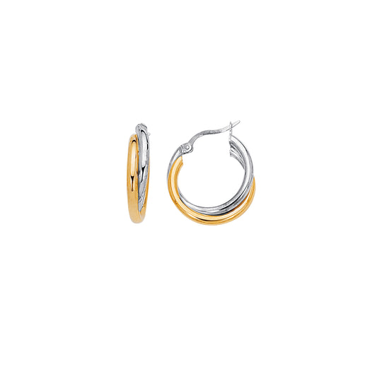 14K Twotone Gold Polished Double Row Hoop Earring