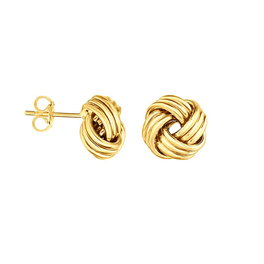 14K Gold Medium MultiRow Love Knot Stud Earring
