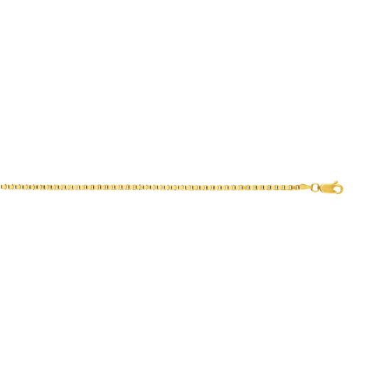 14K Gold 2.5mm SemiSolid Box Chain