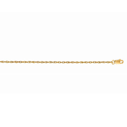14K Gold 1.0mm Machine Rope Chain (Carded)