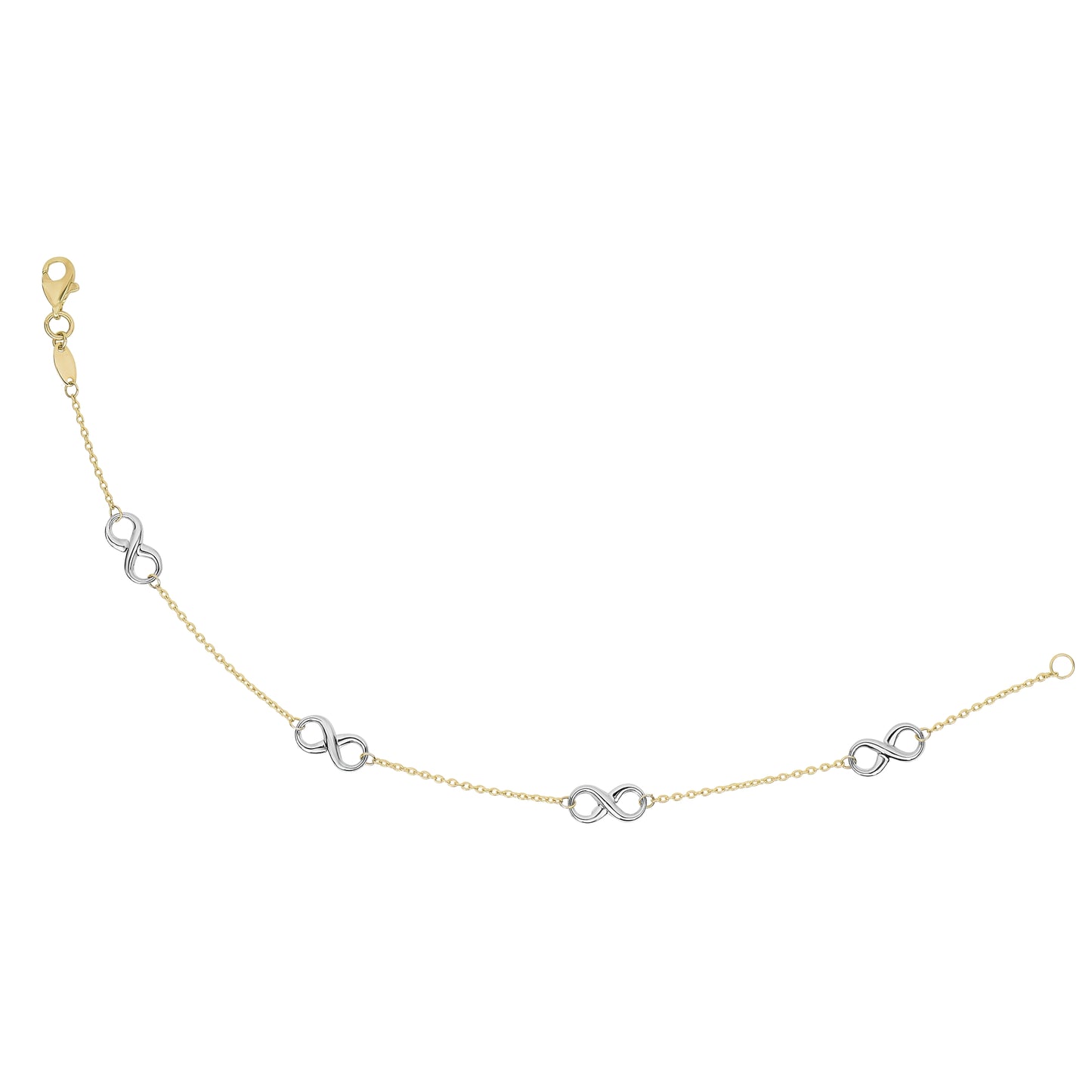 14K Twotone Gold Polished Infinity Station Bracelet