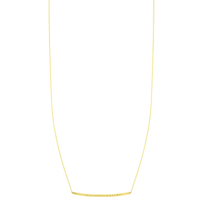 14K Gold Diamond Cut Thin Bar Necklace