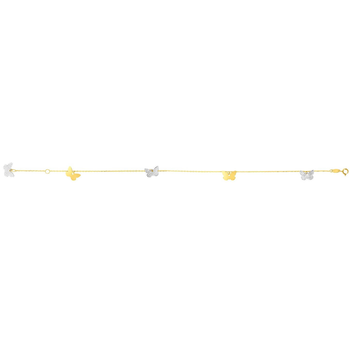 14K Twotone Gold Butterfly Anklet
