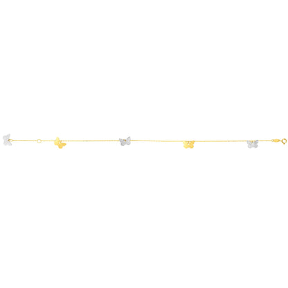 14K Twotone Gold Butterfly Anklet