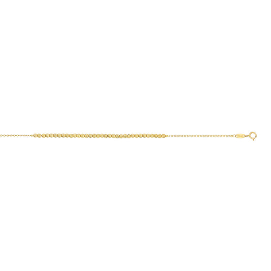 14K Yellow Gold Diamond Cut Bead Bracelet