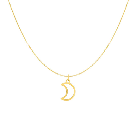 14K Gold Open Moon Necklace