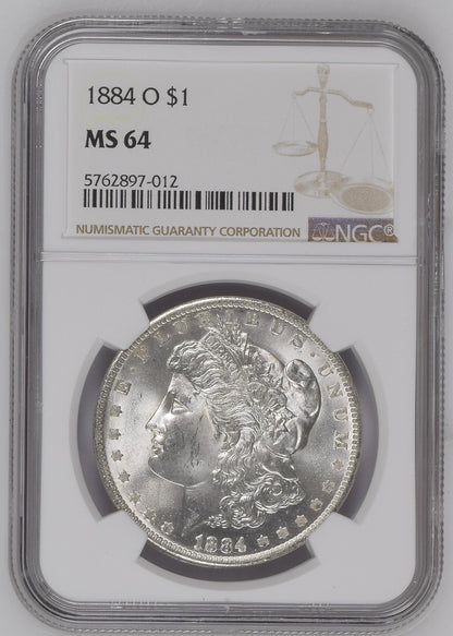 1884-O Morgan Silver Dollar NGC MS-64