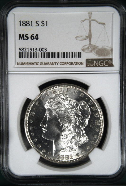 1881-S Morgan Silver Dollar NGC MS-64