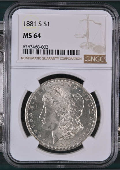 1881-S Morgan Silver Dollar NGC MS-64
