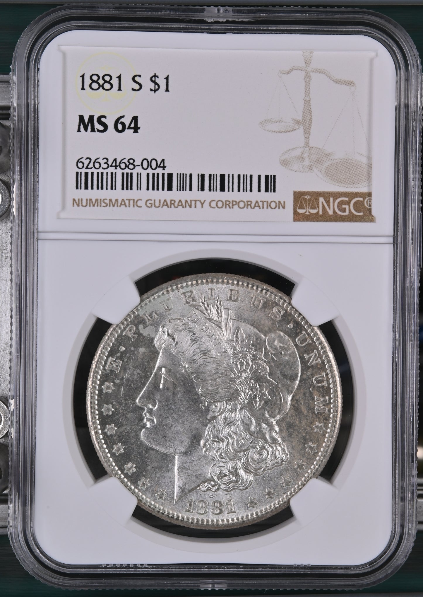 1881-S Morgan Silver Dollar NGC MS-64