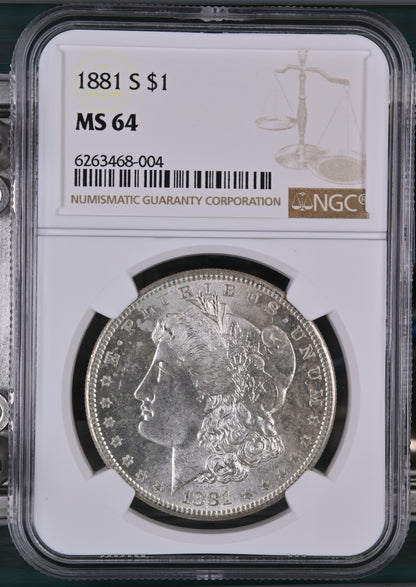 1881-S Morgan Silver Dollar NGC MS-64