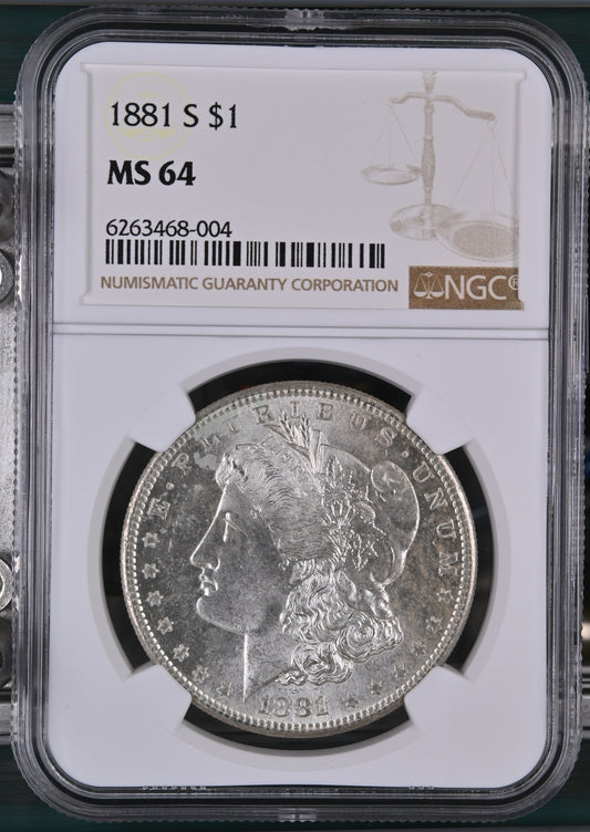 1881-S Morgan Silver Dollar NGC MS-64