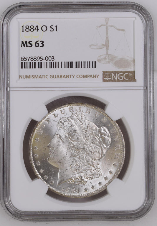 1884-O Morgan Silver Dollar NGC MS-63
