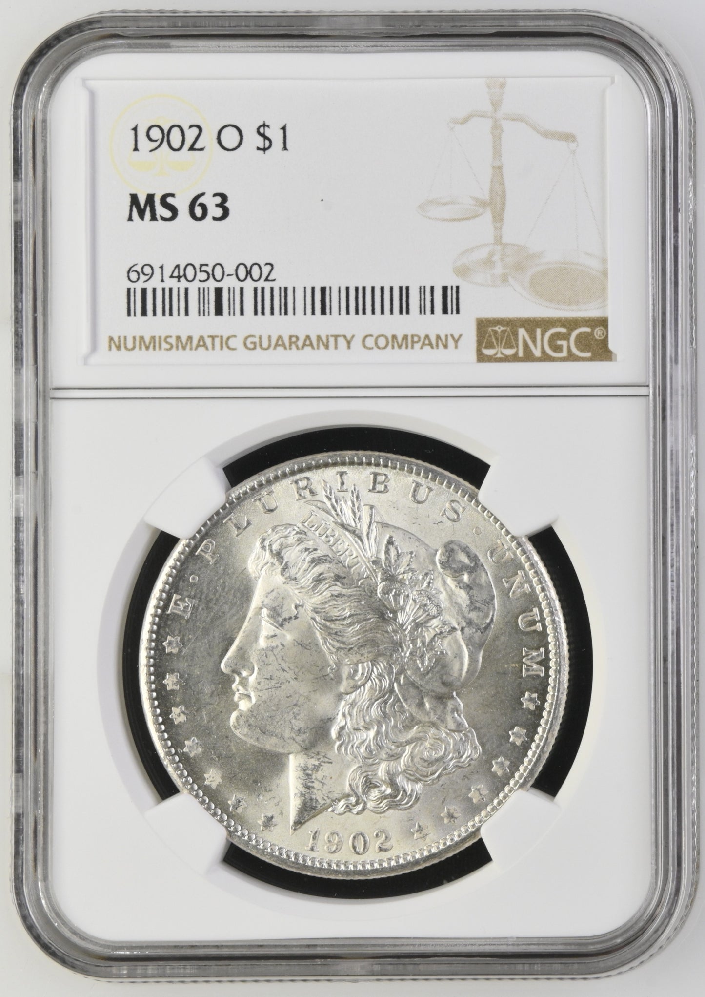 1902-O Morgan Silver Dollar NGC MS-63