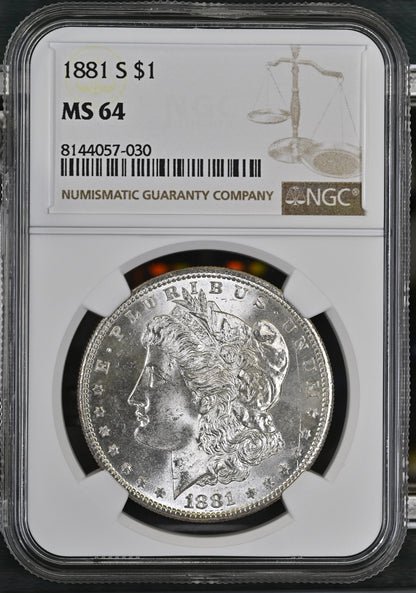 1881-S Morgan Silver Dollar NGC MS-64