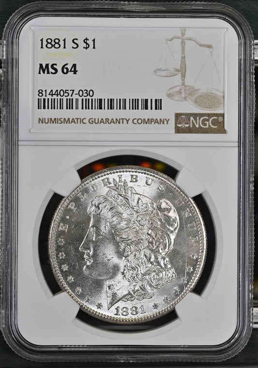 1881-S Morgan Silver Dollar NGC MS-64