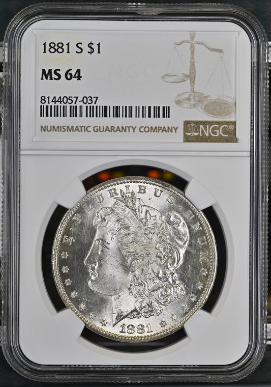 1881-S Morgan Silver Dollar NGC MS-64
