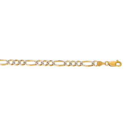 14K Gold 4.75mm White Pave Figaro Chain