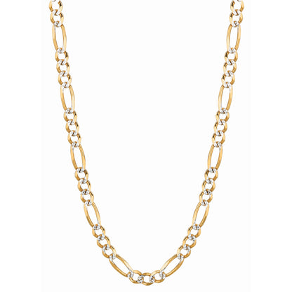 14K Gold 5.8mm White Pave Figaro Chain