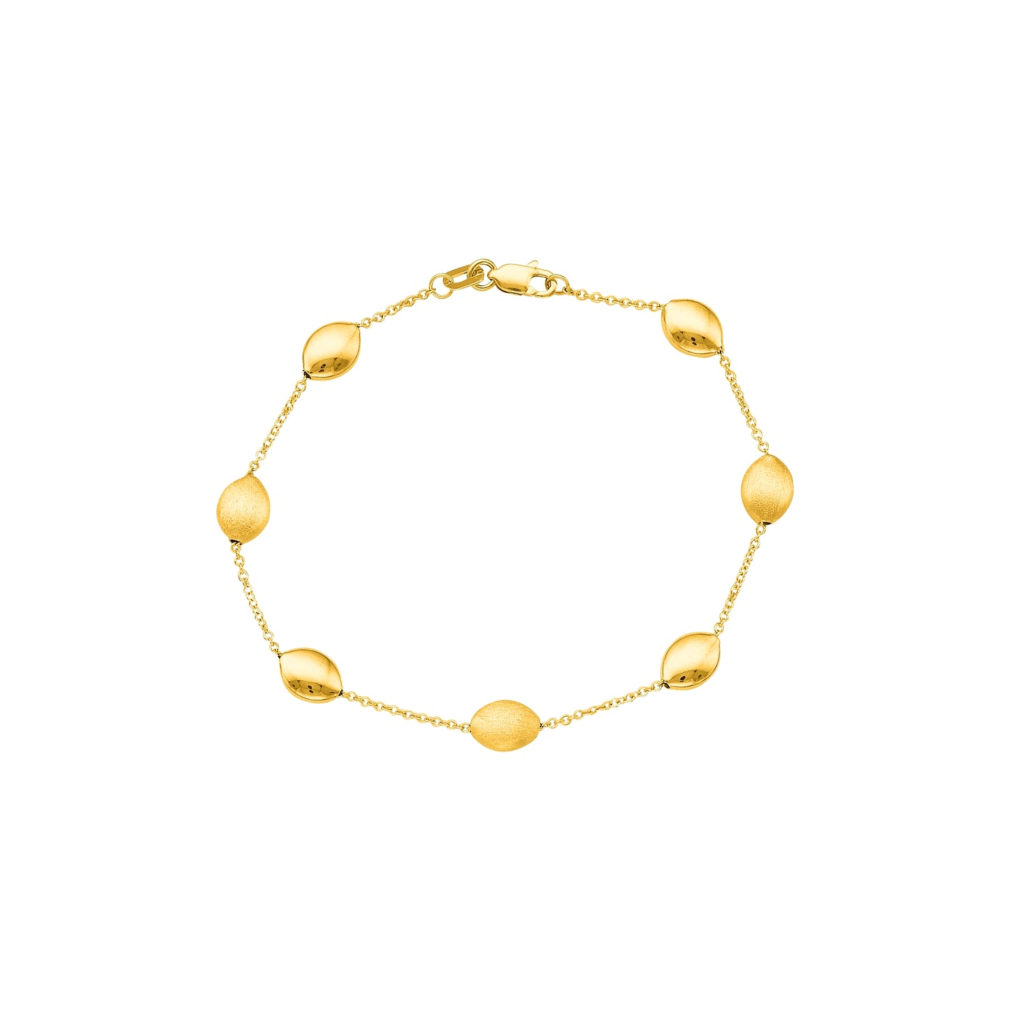 14K Tricolor Gold Satin Pebble Strand Bracelet