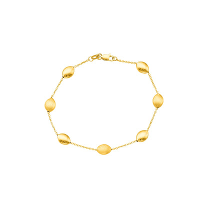 14K Tricolor Gold Satin Pebble Strand Bracelet