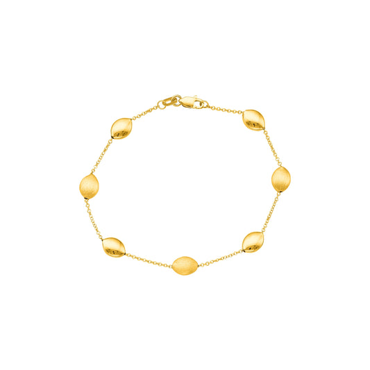 14K Tricolor Gold Satin Pebble Strand Bracelet