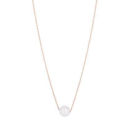 14K Pearl Necklace Solitaire