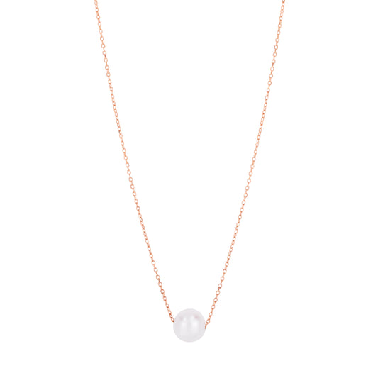 14K Pearl Necklace Solitaire