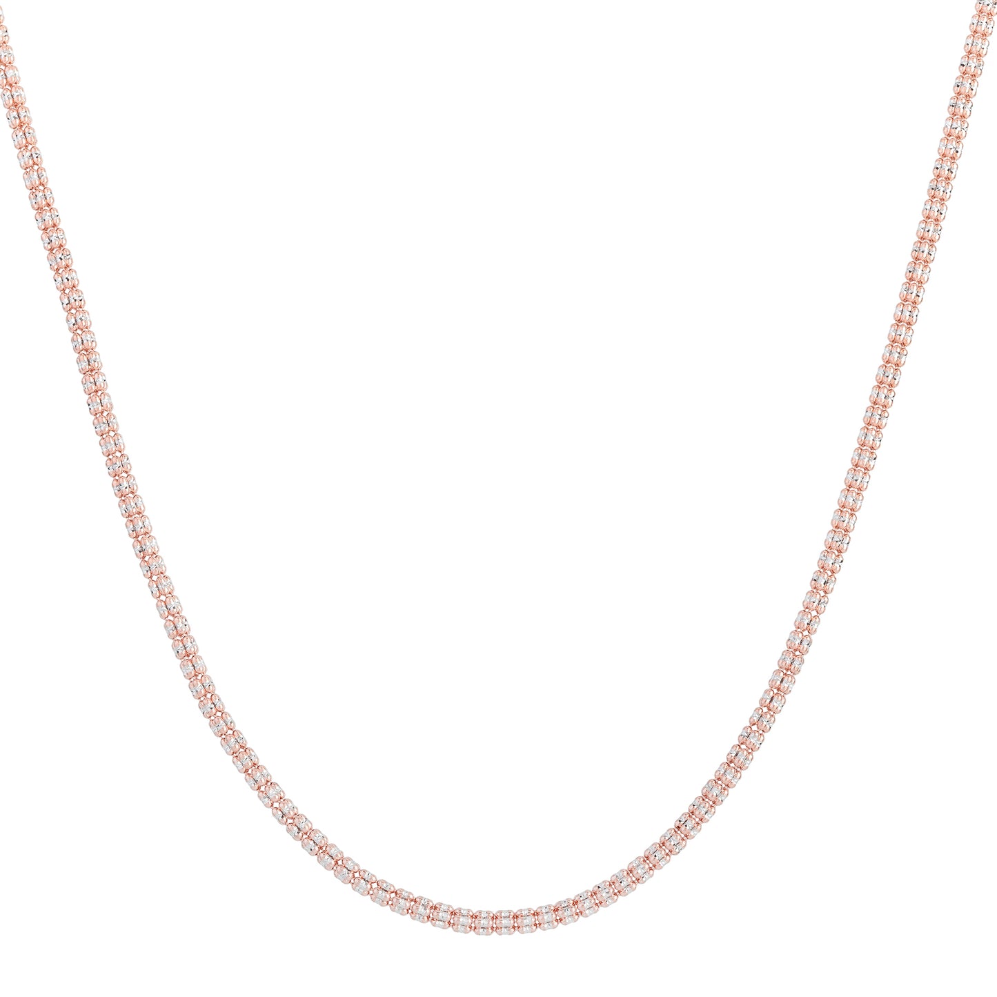 14K Rose 3.14mm TwoTone Fancy Ice Chain