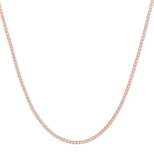 14K Rose 3.14mm TwoTone Fancy Ice Chain