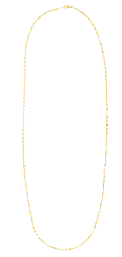 14K Gold Diamond Shape Mirror Chain