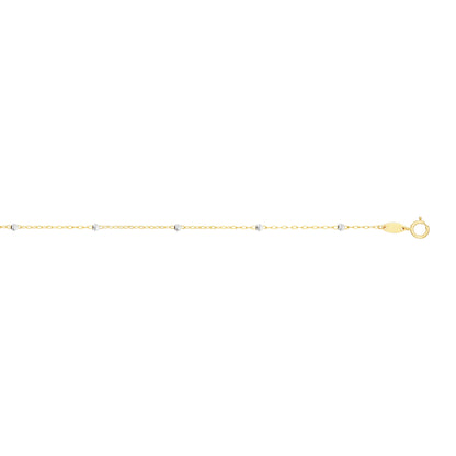 14K Gold Diamond Cut Bead Saturn Chain