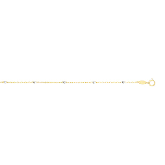 14K Gold Diamond Cut Bead Saturn Chain