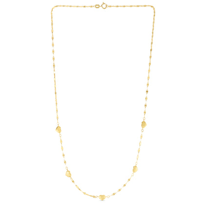 14K Heart Station Necklace