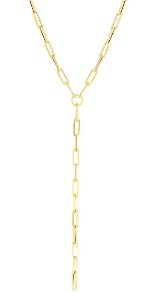 14K Lariat Paperclip YNecklace