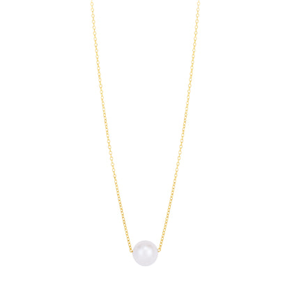 14K Pearl Necklace Solitaire
