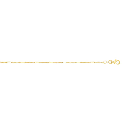14K Gold 1.3mm Polished Bar Station Saturn Chain
