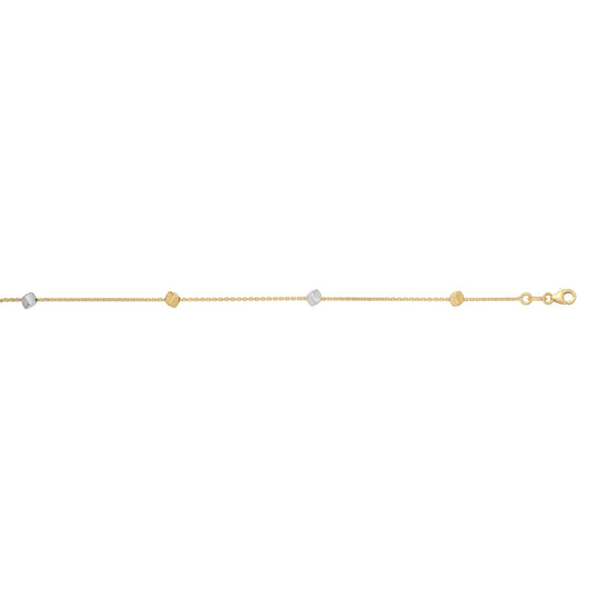 14K Twotone Gold Polished Cube Bracelet