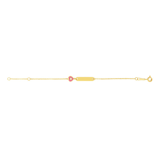 14K Gold Heart ID Bracelet