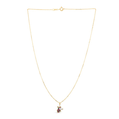 14K Gold Enamel Unicorn Necklace