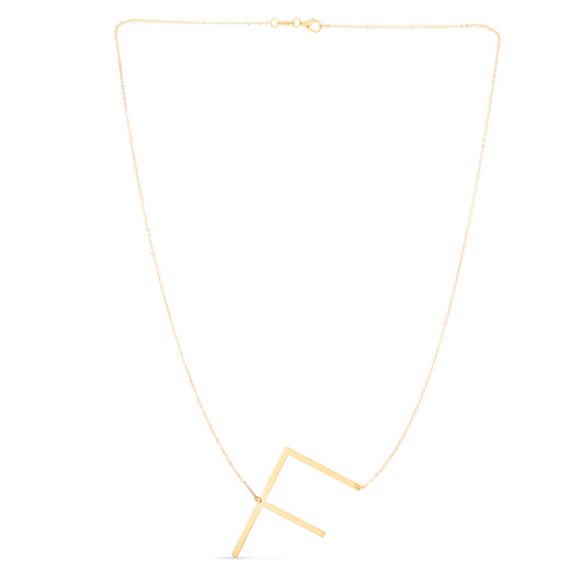 14K Gold Large Initial F Necklace
