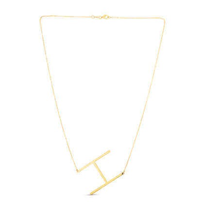14K Gold Large Initial H Necklace